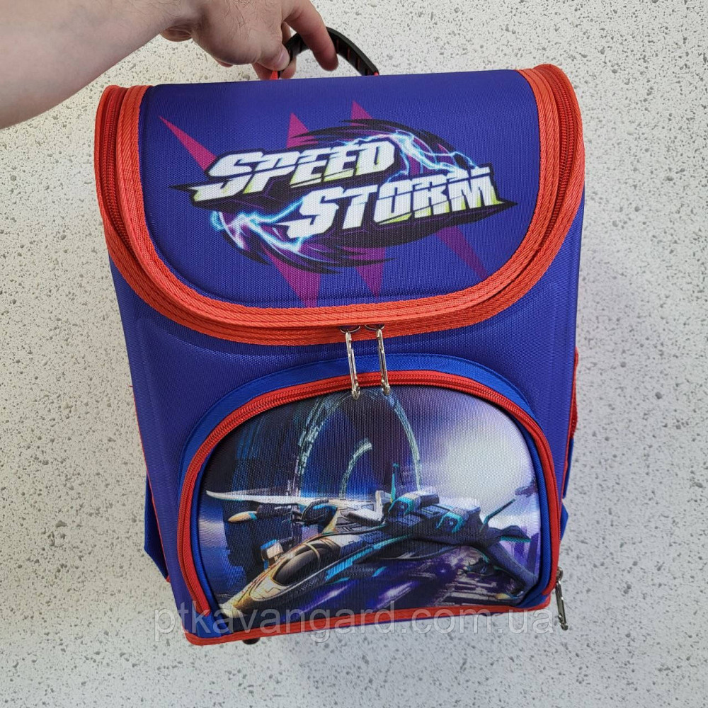 Школьный портфель ортопедический мальчику 1 класс, каркасный, 3D принт самолет, синий Хмельницкий - изображение 1