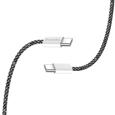 Дата кабель USB-C to USB-C 2.0m (braided cotton) (PD Fast Charging 60W) 3.0А black ColorWay (CW-CBPDCC068-BK) Вінниця - фото 11