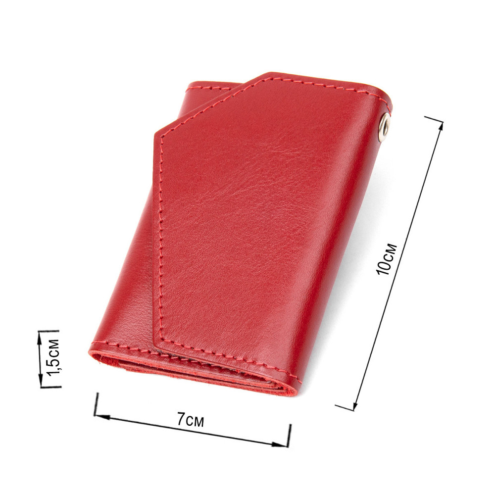 Кожаная компактная ключница GRANDE PELLE 11395 Красный Киев - изображение 3