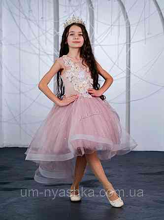 Дитяча сукня видовжене ззаду Синя 122-134 Кривий Ріг