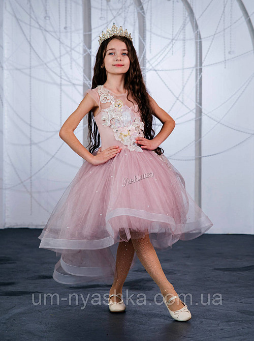 Дитяча сукня видовжене ззаду Синя 122-134 Кривий Ріг - фото 1