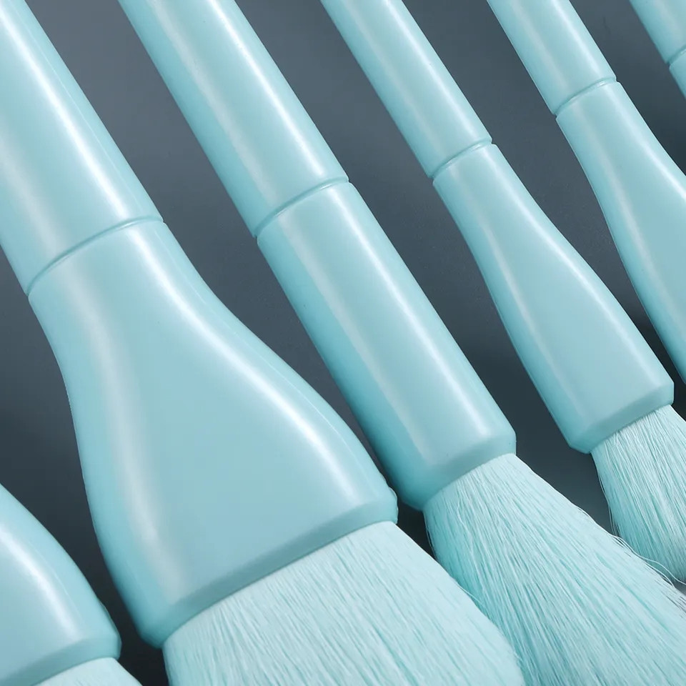 Набор кистей для макияжа 10 штук 14 см голубой Киев - изображение 3