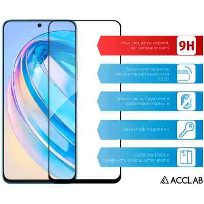 Стекло защитное ACCLAB Full Glue Honor X8A Black (1283126591204) Винница