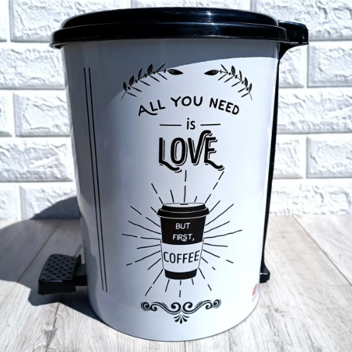 Відро для сміття 11л з педаллю пластик з малюнком біла кава ELIF Житомир