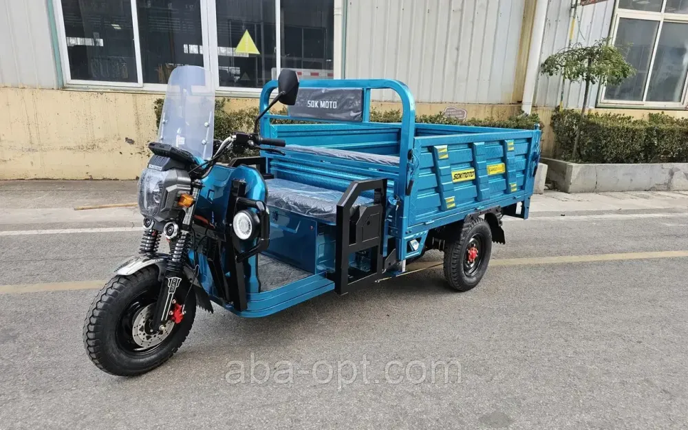 Електричний трицикл вантажний-гібридний кузов 1,6 м SOK CARGO MAX 2500W-72V-58,5Ah ГІБРІД шини Одеса - фото 1