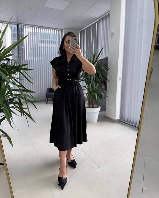 Жіноче базове легке плаття льон бохо Чорний, 54/56 Одеса - фото 3