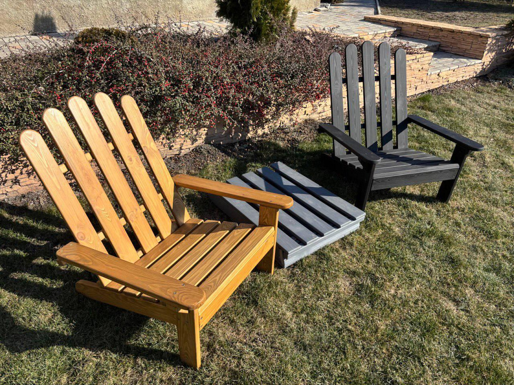 Крісло дачне дерев'яне складне шезлонг для зони відпочинку будинку, дачі, саду, веранди із сосни, колір чорний Кам'янець-Подільський - фото 6