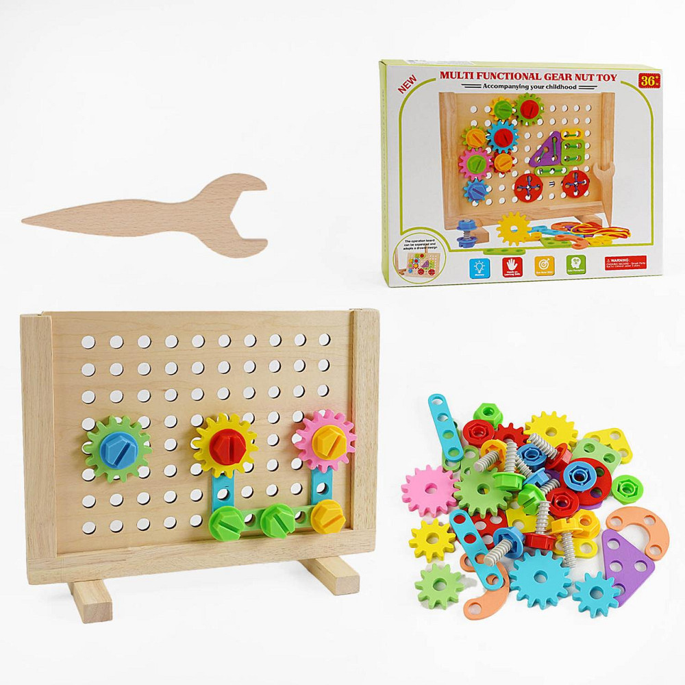 Дерев'яна мозаїка 2в1 3D мозаїка гра-шнурівка гайковий ключ (С 68307) Чернигов - изображение 1