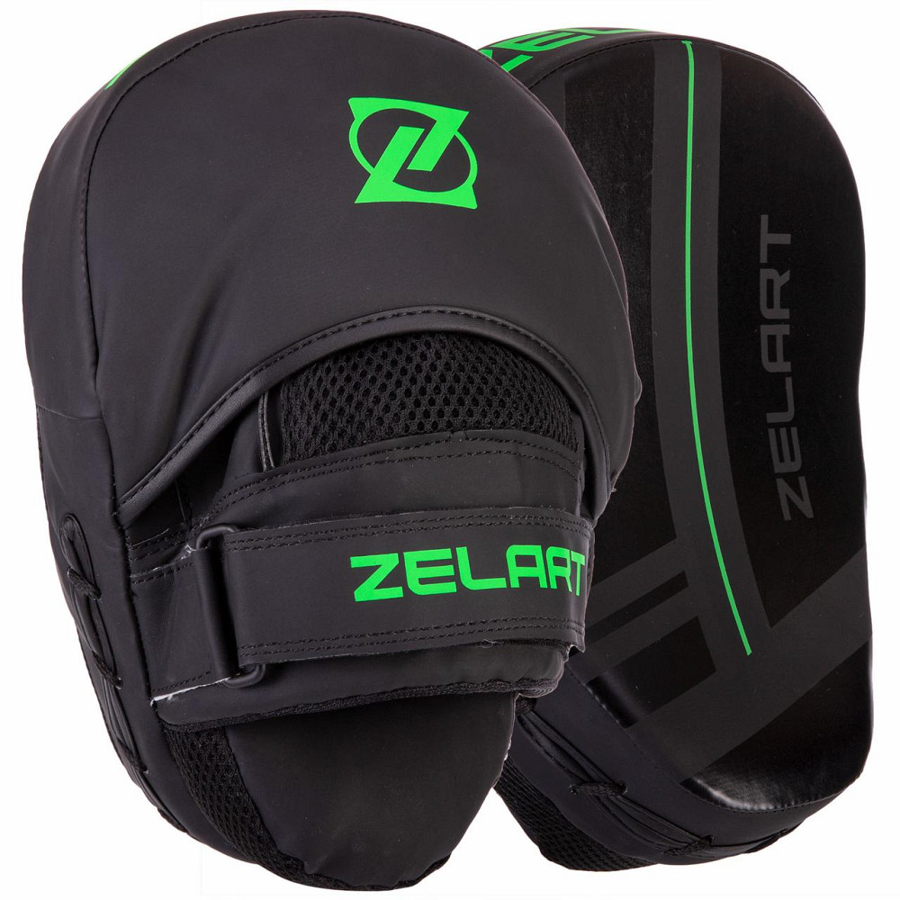 Лапа вигнута для боксу та єдиноборств ZELART VL-3093 розмір 24x18,5x5 см чорний-салатовий Київ - фото 1