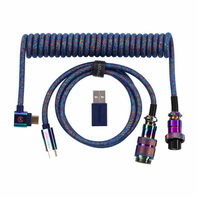 Дата кабель USB-C + USB A to USB-C 1.08m Premium Coiled Aviator blue Keychron (CAB8_KEYCHRON) Винница - изображение 1