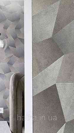 Шпалери метрові вінілові на флізеліні Sintra Vila геометрія фігури 3д сірі бежеві бронза зі сріблом 534656 Київ