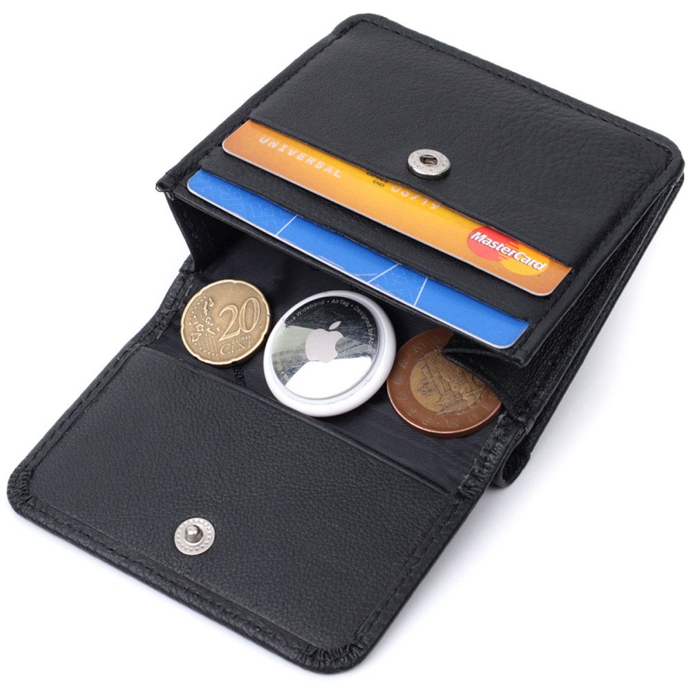 Компактный женский кошелек с карманом для монет из натуральной кожи Черный (ST Leather) Киев - изображение 10