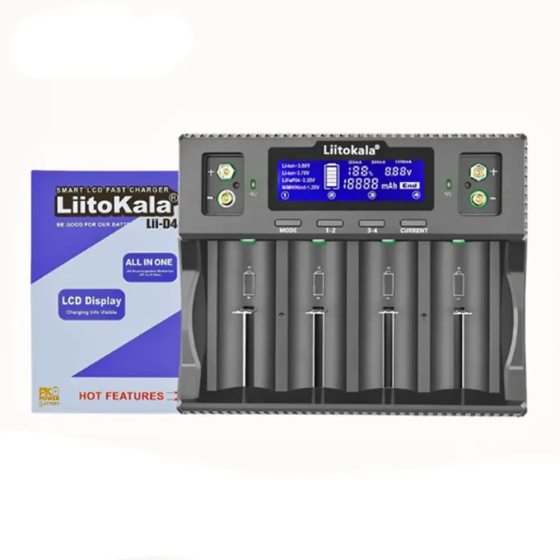 Зарядное устройство универсальное LiitoKala Lii-D4XL LCD 220/12B для аккумуляторов (Li-ion IMR LiFe NiMH Ni-CD+Крона) Киев