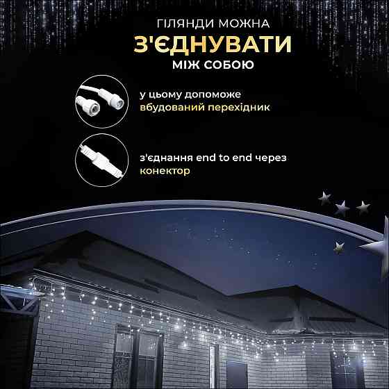 Гирлянда Бахрома 25 м, 405 LED, білий провод Київ