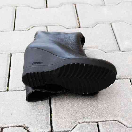 Чоботи жіночі ARLETT чорні натуральна шкіра зима висота 35 см обхват 36-38 см танкетка 9 см (16 Коломыя