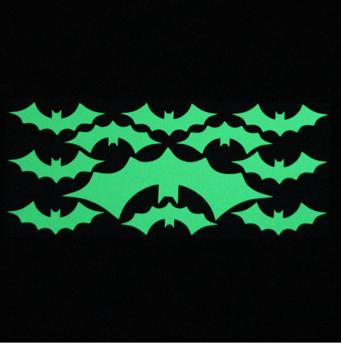 Наклейки на Хэллоуин фосфорные Летучие мыши 200 на 85 мм салатовый Киев - изображение 2
