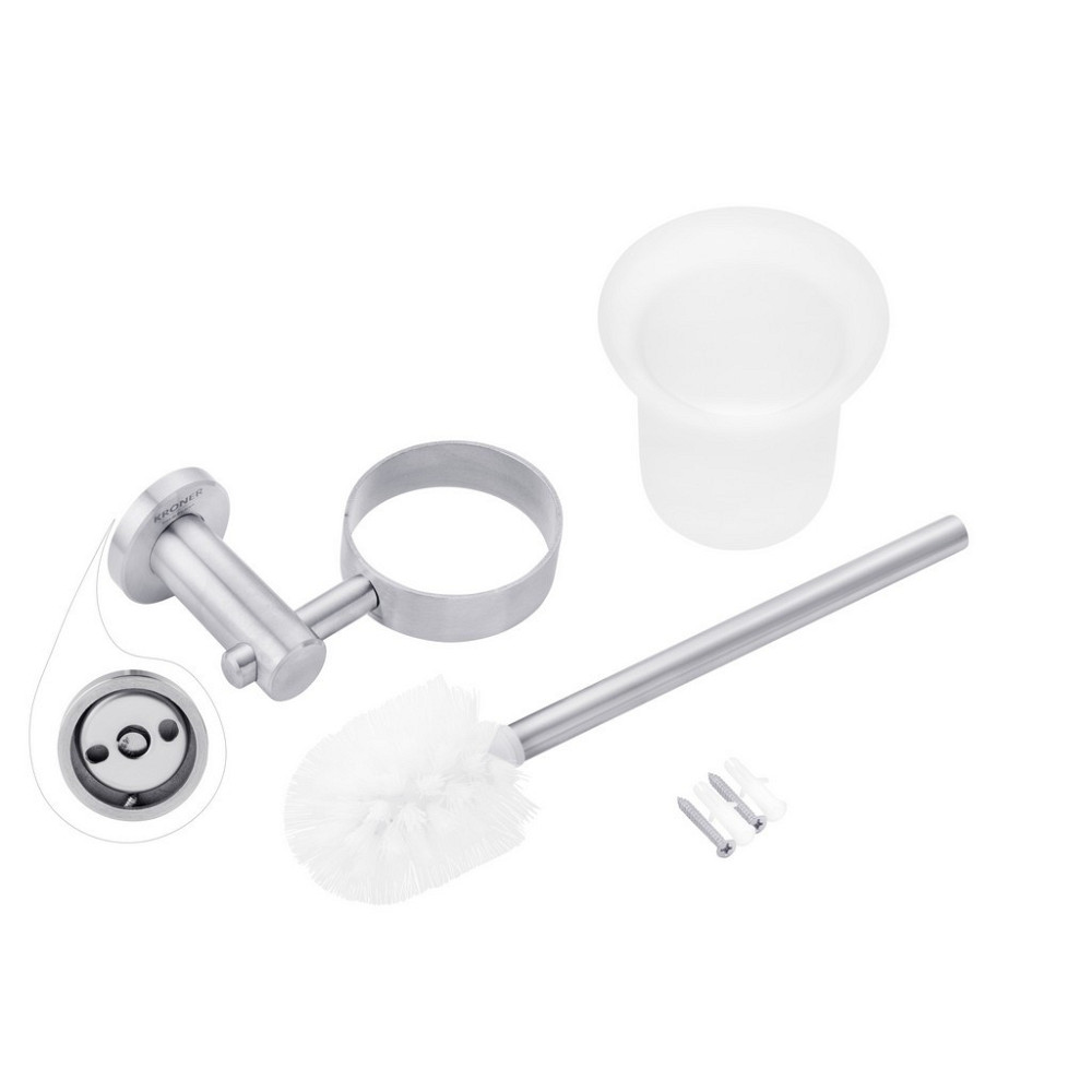 Йоршик для унітазу настінний Kroner KRP Edelstahl Klassisch - ESG3710 сатин/білий Київ - фото 3