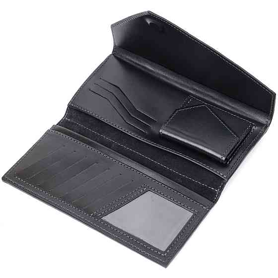 Місткий гаманець із монетницею зовні з натуральної шкіри Бордовий (GRANDE PELLE) Київ