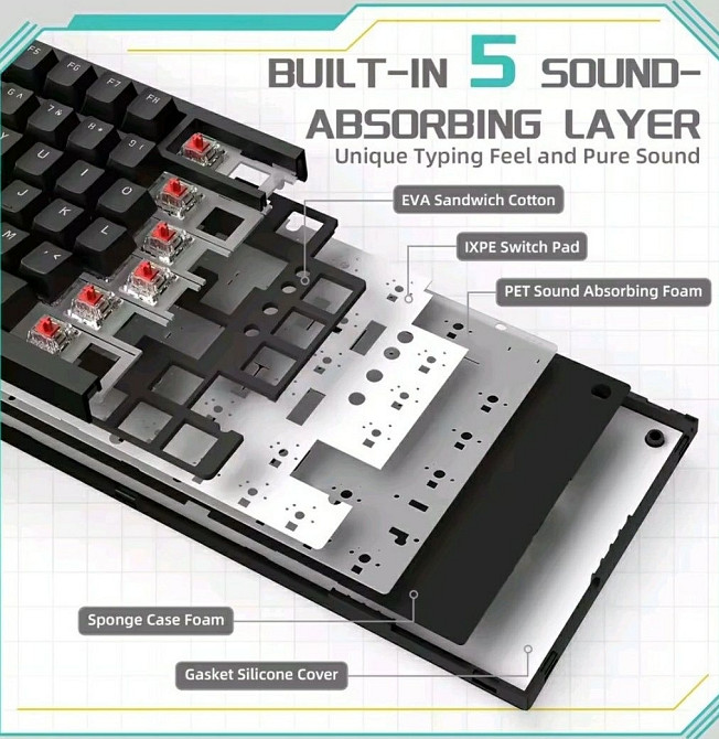 Ajazz AK820 механическая хотсвапная игровая клавиатура. Харьков - изображение 5