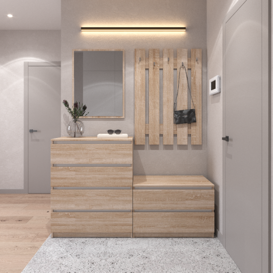 Прихожая VAYS, комплект в прихожую №1 Дуб Сонома-Белые планки Львов