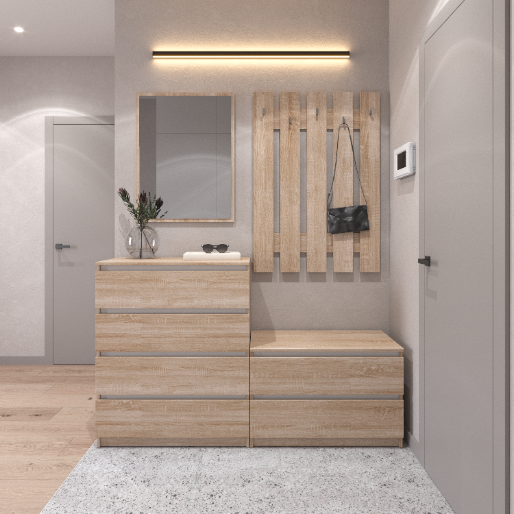 Прихожая VAYS, комплект в прихожую №1 Дуб Сонома-Белые планки Львов - изображение 1