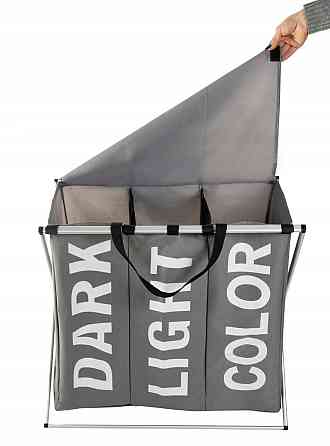 Кошик для білизни зі складною рамою 3 відділення Ruhhy (12257) Сірий Нововолинськ