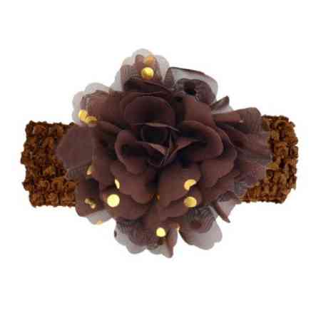 Детская коричневая повязка на голову - окружность головы около 40-52см, диаметр цветка 9см Киев