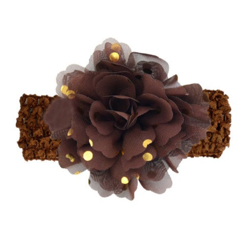 Детская коричневая повязка на голову - окружность головы около 40-52см, диаметр цветка 9см Киев - изображение 1