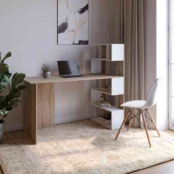 Cтіл комп'ютерний з полицями М-ЗОН Джеко 1416P правий Сонома/Німфея Альба (MZN-031029) Львів