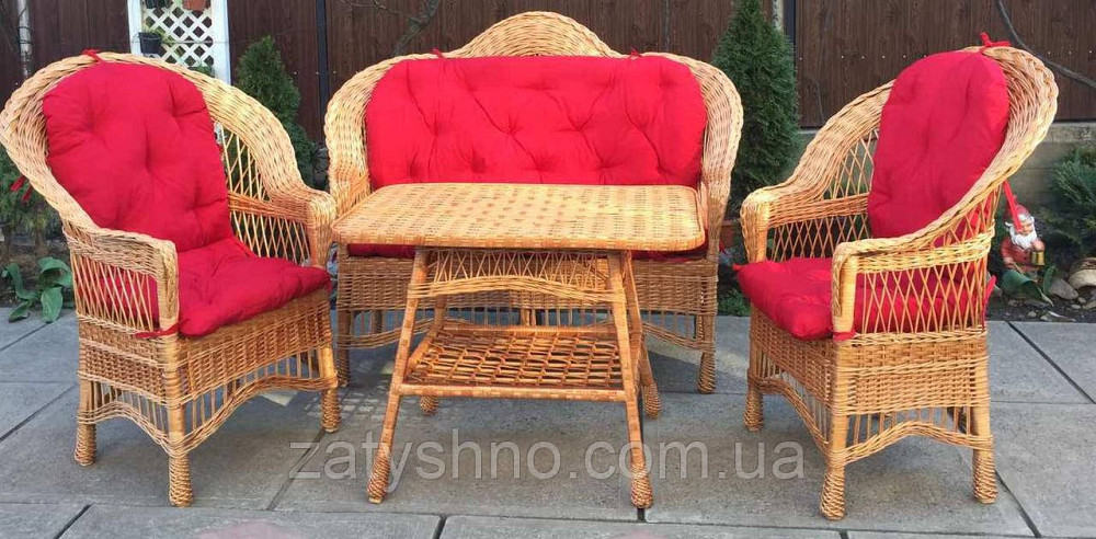 Плетеная мебель с накидками | мебель из лозы с красными накидками| ротанговая мебель с накидками Киев - изображение 9