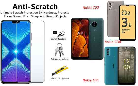 Защитное стекло NeoGlass для Nokia C22, Nokia C30, Nokia C31 – ультрапрозрачное и устойчивое Киев