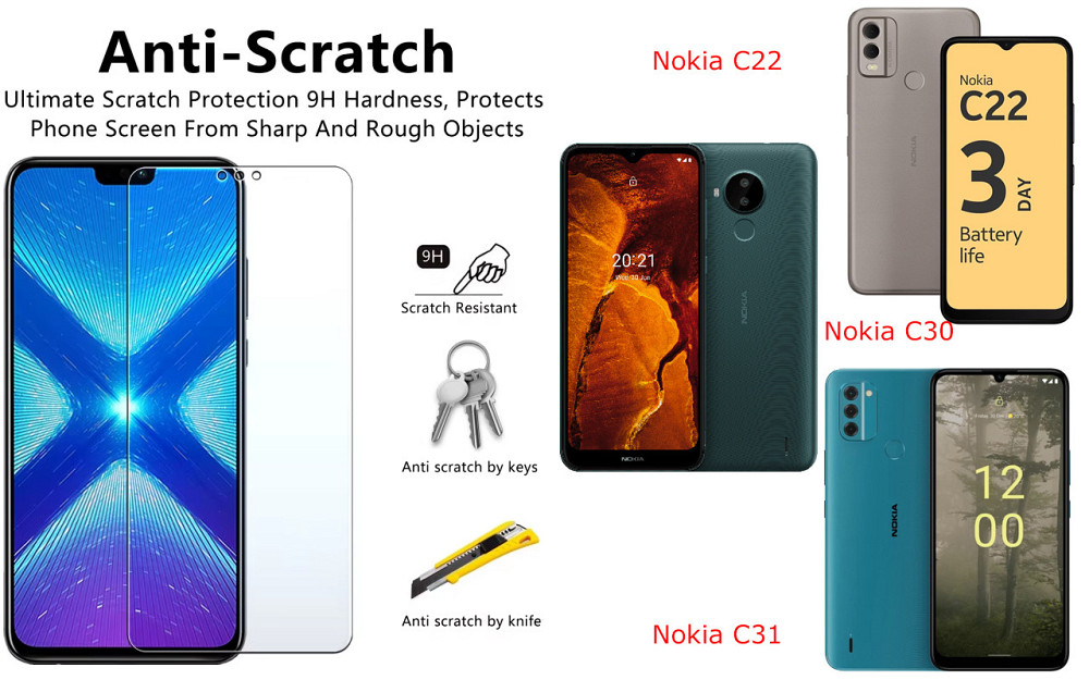 Защитное стекло NeoGlass для Nokia C22, Nokia C30, Nokia C31 – ультрапрозрачное и устойчивое Киев - изображение 1