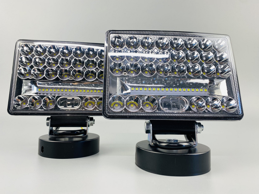 Фара LED прямокутна 144W 6000K (48 діодів) (15см х 11см х 3см) (ближній + дальній) ПОЛЕГШЕНИЙ КОРПУС! Мукачево - фото 9