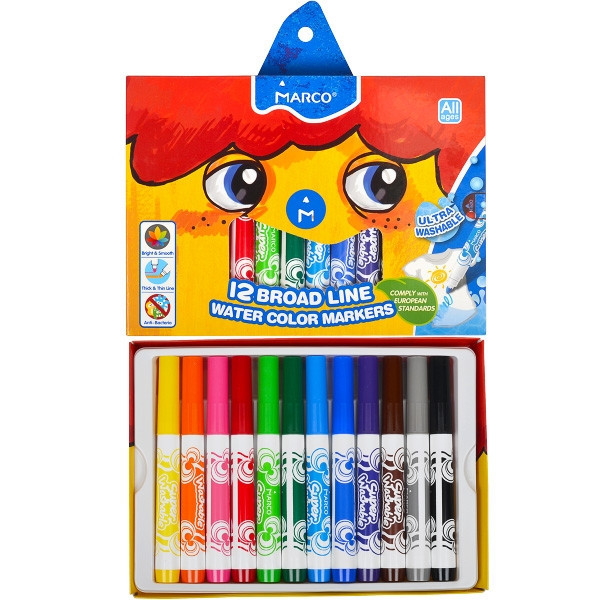 Фломастери "Marco" 1630-12CB 12кол "Super Washable", шт Київ - фото 1