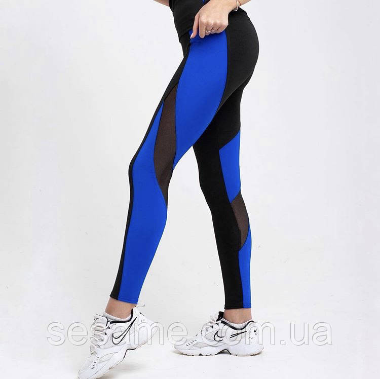 Лосины для фитнеса классические чёрные с сеткой Харьков - изображение 2