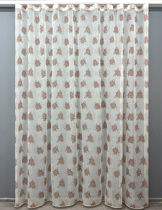 Тюль VR-Textil 1808т Шифон с принтом Белый с пудровым 300х270 см (40-643) Киев - изображение 2