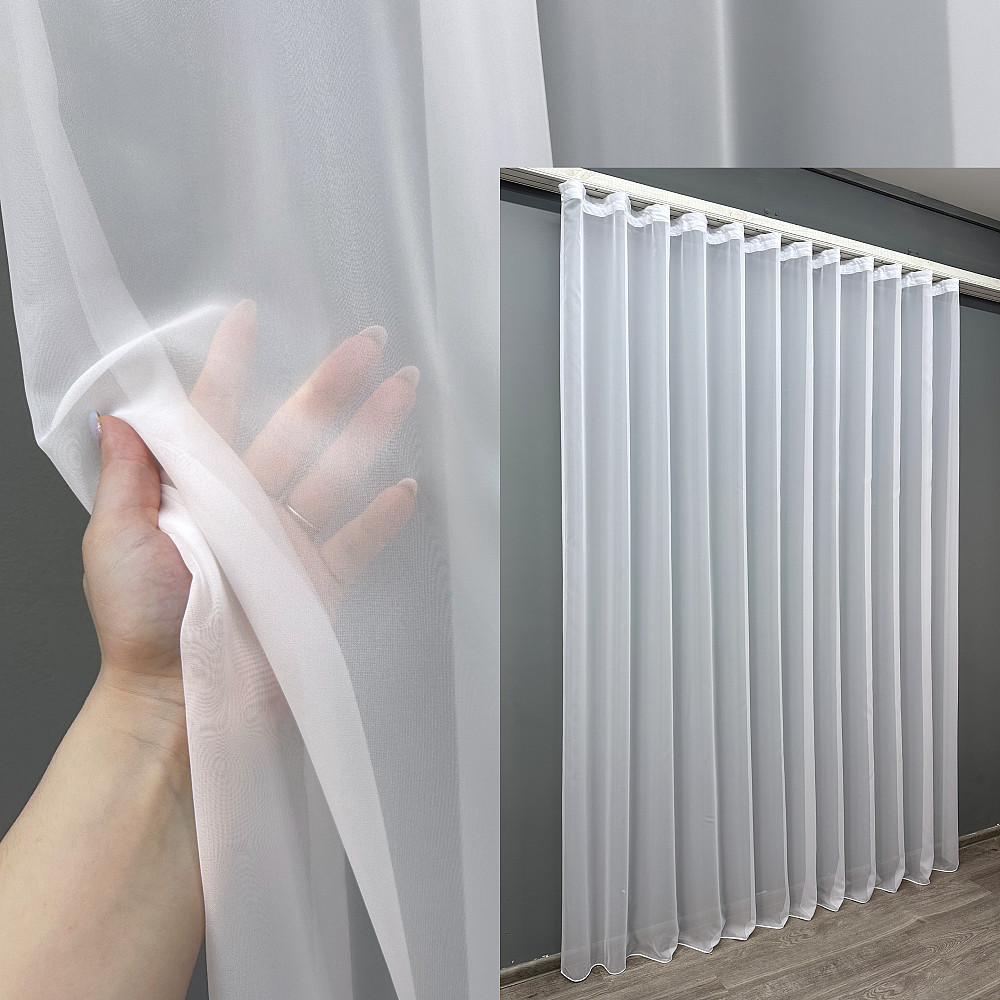 Тюль VR-Textil Вуаль 1547т Шифон однотонный Белый 300х270 см (42-0449) Киев - изображение 1