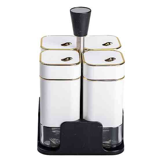 Набір для спецій на підставці 4 предмети 10х10х17 см ємності для приправ 120 мл Білий HP-1312 Коломия