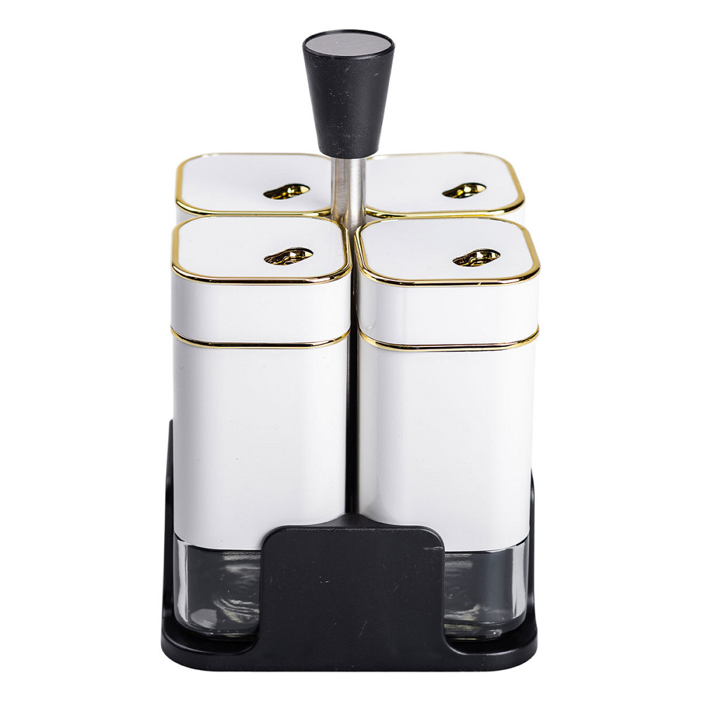 Набір для спецій на підставці 4 предмети 10х10х17 см ємності для приправ 120 мл Білий HP-1312 Коломия - фото 3