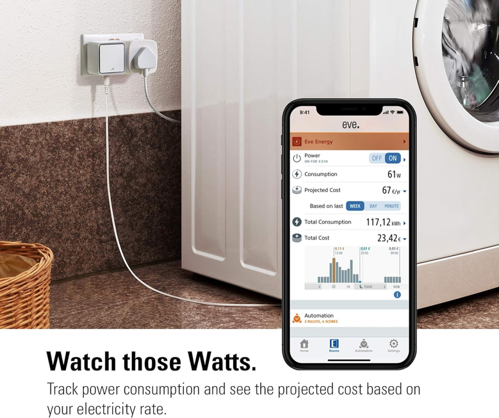 Розумна розетка Elgato Eve Energy Apple HomeKit Bluetooth, облік енергії, 220В (Англійський стандарт + перехідник) Київ - фото 8