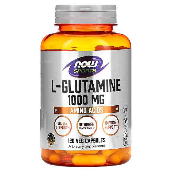 L-глютамін, L-Glutamine, Now Foods, Sports, подвійна сила, 1000 мг 120 капсул Київ
