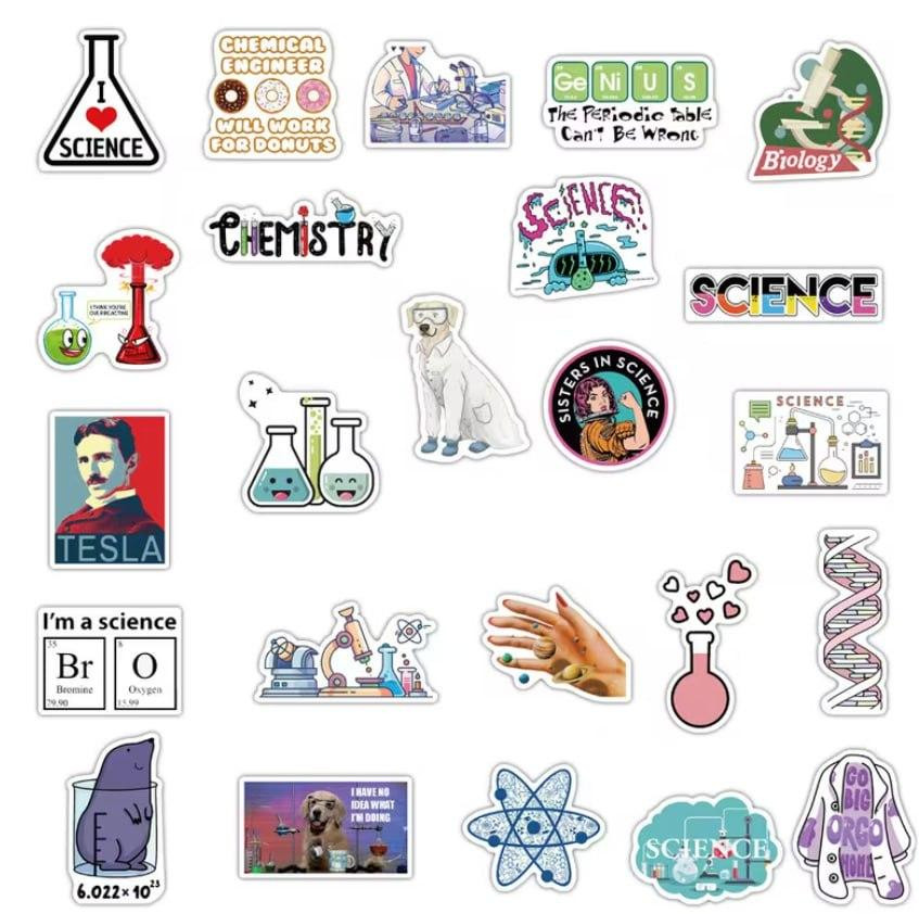 Наклейки наука science стикеры набор 50 шт виниловые для декора Киев - изображение 2