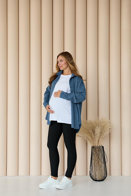 Женская рубашка для беременных стиля oversize из микровельвета Varna размер 2XL-3XL Lullababe джинсовая Кривой Рог - изображение 8