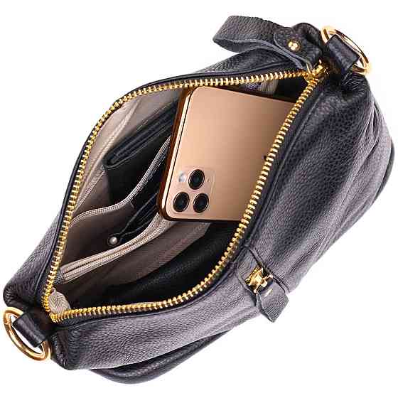 Цікава сумка через плече з натуральної шкіри 22135 Vintage Чорна Київ