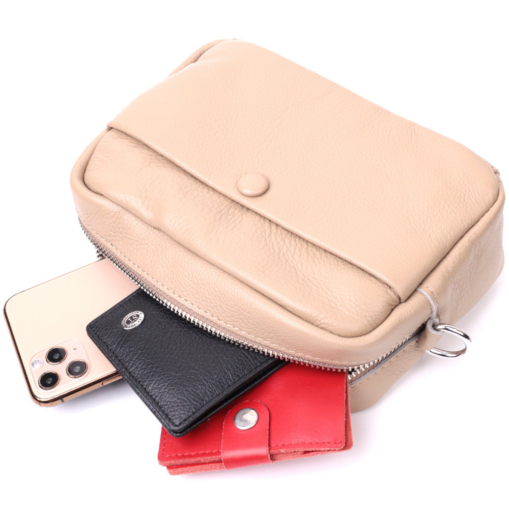 Сумка для женщин из натуральной мягкой кожи Vintage 22437 Бежевая Киев - изображение 6