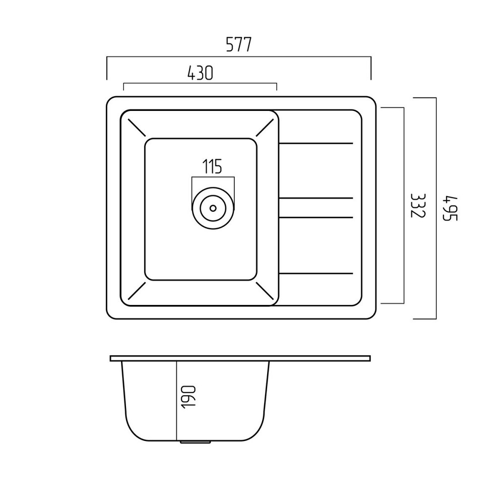 Гранітна мийка для кухні VALESO ARIA 5851 матова Білосніжна Коломыя - изображение 2