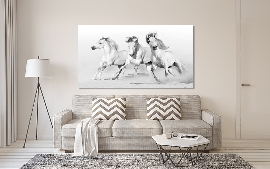 Картина полотно у вітальню / спальню  Білі Коні     MLP_397 ( 60х30см ) 60x100 см Київ - фото 2