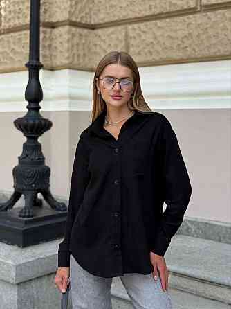 Трендова сорочка с действующими пуговицами по спинке Чорний, 42/44 Лубны