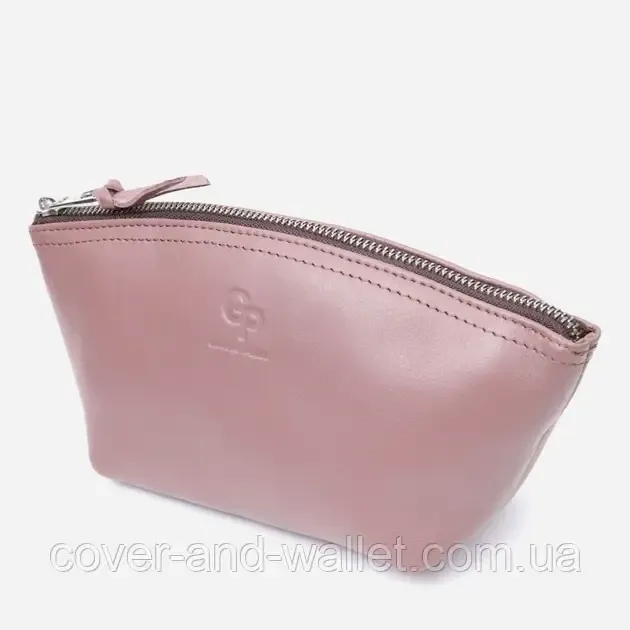 Стильна жіноча шкіряна косметичка пудрового кольору Grande Pelle Київ - фото 1
