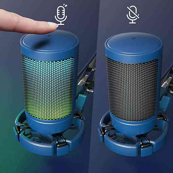 Микрофон конденсаторный игровой поп-фильтром голубой Fifine A6B RGB Ampligame Киев